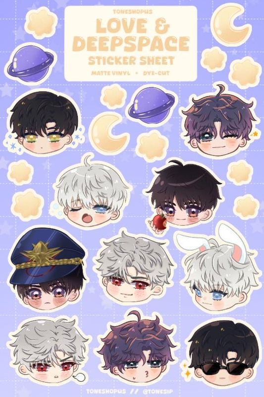 Love & Deepspace Holographic Chibis Sticker Sheet | 23 Stickers | Zayne, Xavier, Rafayel, Sylus, Caleb |