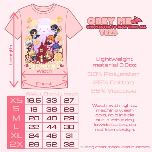 One Master To Rule Them All Tees | Obey Me! | Mammon, Lucifer, Satan, Levi, Asmo, Belphie, Beel