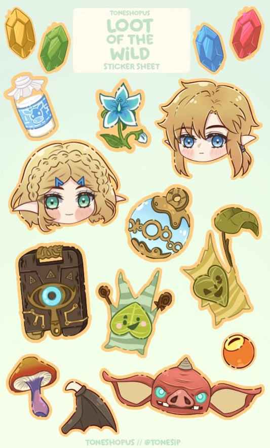 Loot of the Wild Holographic Sticker Sheet | 16 Stickers |