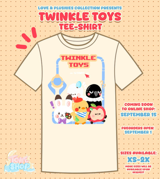 Twinkle Toys Tees | Love & Deepspace | Grumpy Crow, Artsy Birb, BunBun, Sunny Apple, Happy Snowman