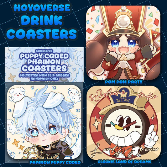 Hoyoverse Drink Coasters | Matte Rubber | Honkai Star Rail, Genshin Impact |