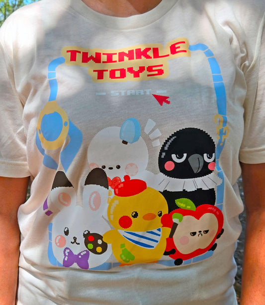 Twinkle Toys Tees | Love & Deepspace | Grumpy Crow, Artsy Birb, BunBun, Sunny Apple, Happy Snowman