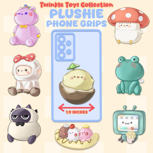 Crane Machine Plushie Phone Grips | Twinkle Toys Collection | Acrylic Magnetic Phone Accessories | Fussy Kitty, Flashback Telly, and more!