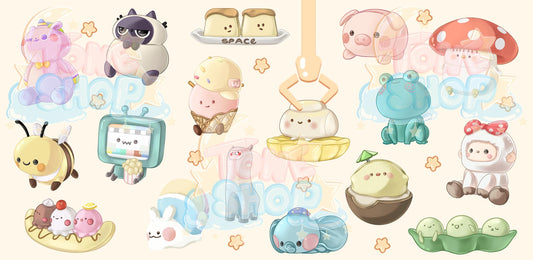 Crane Machine Plushie Clear Glass Can Cup | Twinkle Toy Collection | Fairy Mare, Fussy Kitty, Cool Scoops, Coco Puff, and more! |